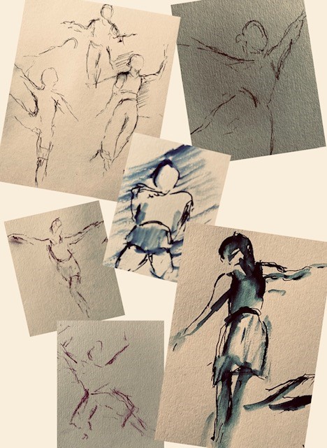 Dancer sketches by Julia Allen - Sherman Theatre Cardiff 2022