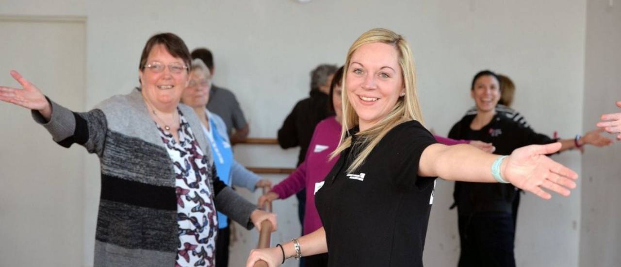 Dance for Parkinson's class Blackwood Western Power Distribution team member taking part