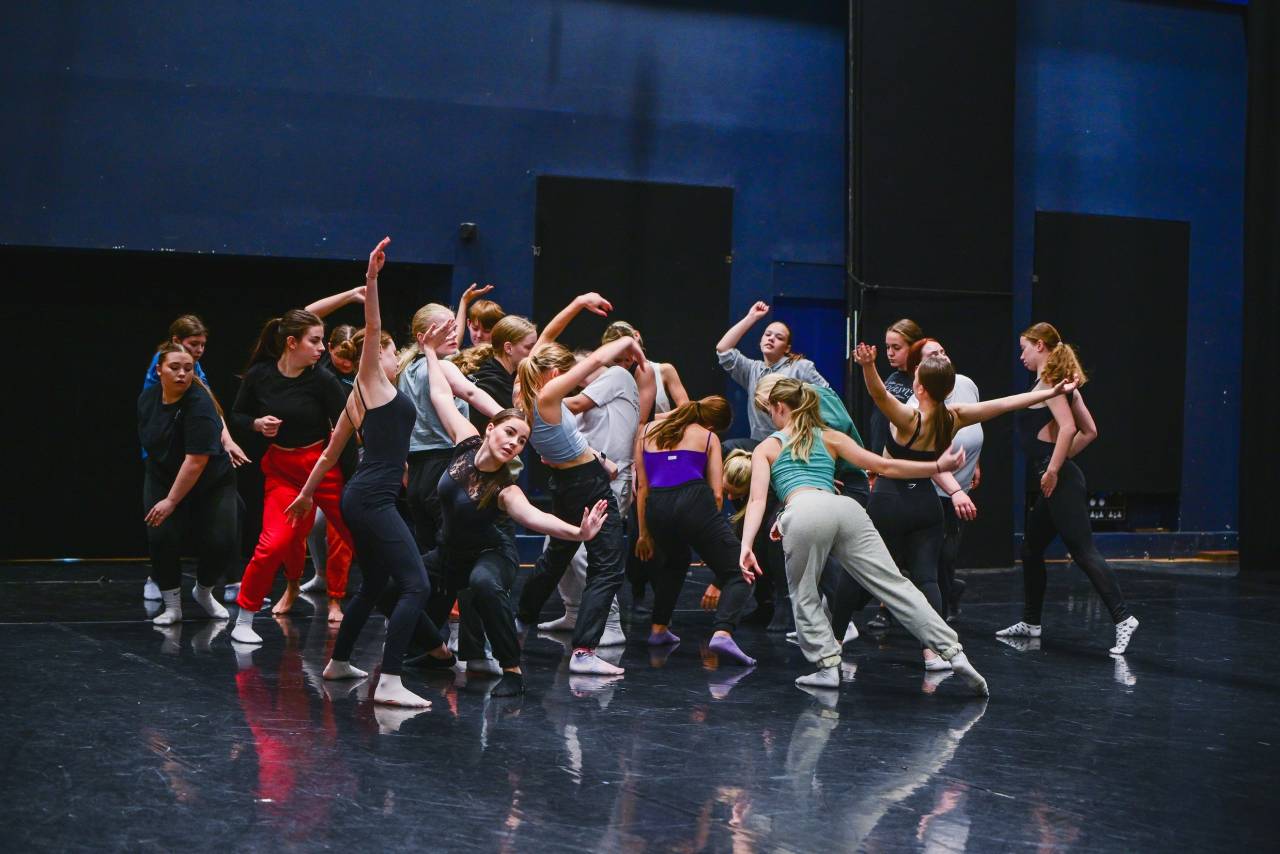 huge group of young dancers grooving together 