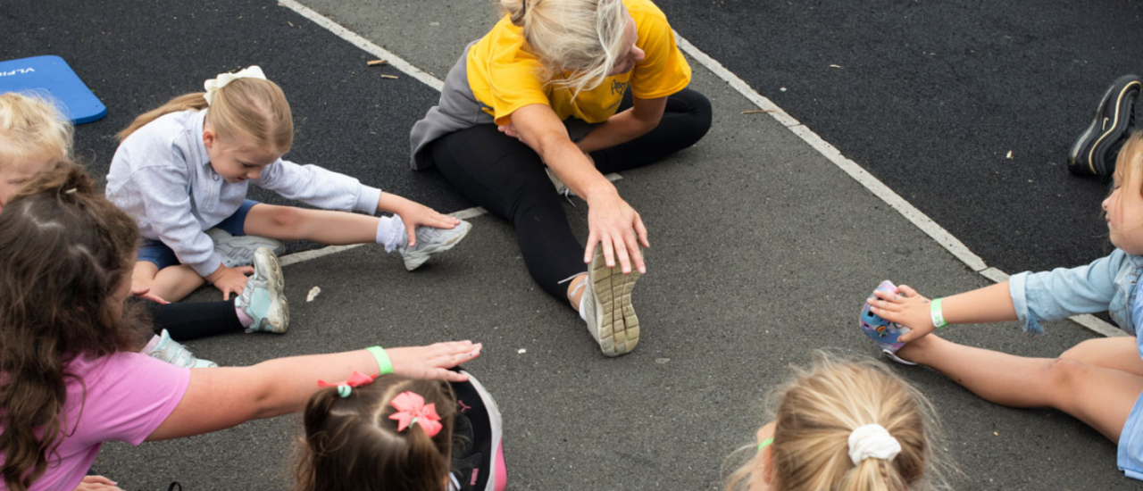 children stretching