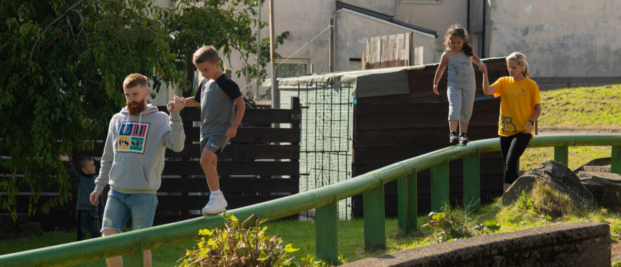 walking along a fence