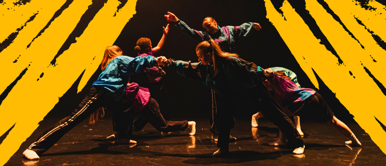 Young dancers in jewel toned bomber jackets